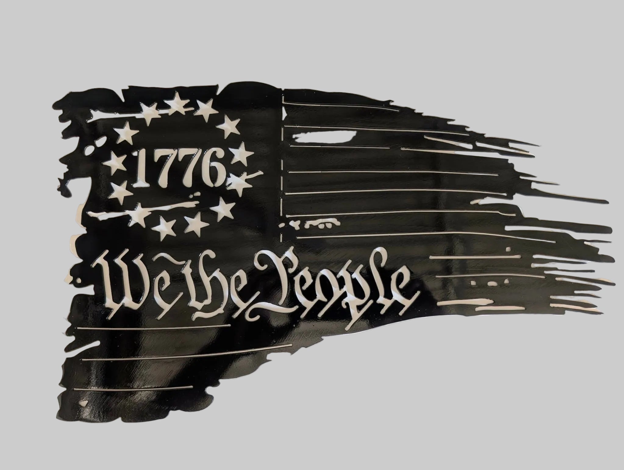 Patriotic 1776 We The People Metal Sign with American Flag Design, USA Wall Decor for Veterans, Military Families, Constitutionalists, and Freedom Lovers
